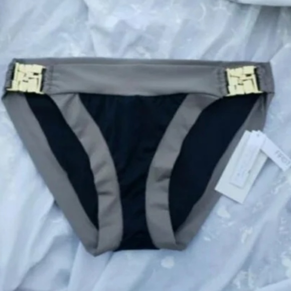 TRINA TURK SWIMWEAR 'MAYAN' TAUPE/BLACK COLOR BLOCK BOTTOMS SIZE 8 NWT - Picture 3 of 5